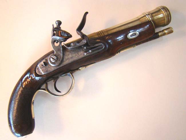 An 18th century flintlock blunderbuss pistol signed 'Barnett' circa 1760-1780